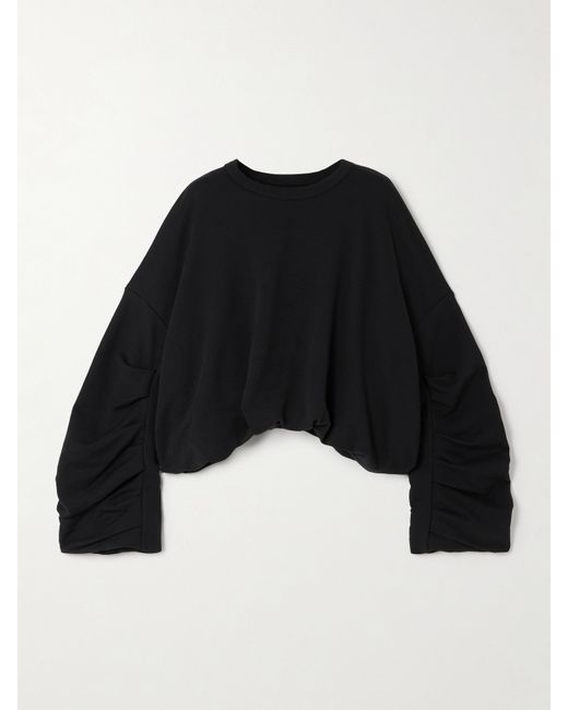 Dries Van Noten Ruched Cropped Cotton-jersey Sweater