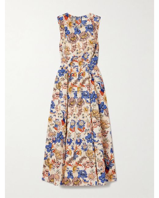 Ulla Johnson Kaiya Pleated Floral-print Cotton-poplin Midi Dress