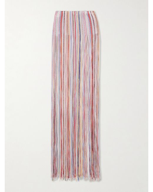 Missoni Mare Fringed Striped Metallic Crochet-knit Maxi Dress