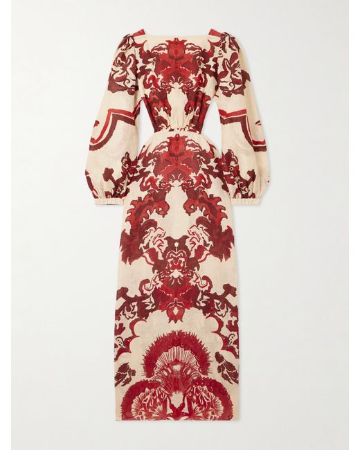 Johanna Ortiz Dinastia Caribena Open-back Printed Silk-jacquard Midi Dress