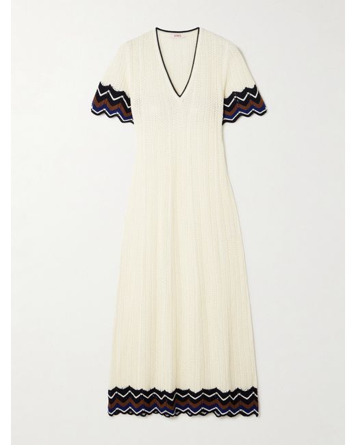 Eres Luna Striped Crocheted Cotton-blend Dress