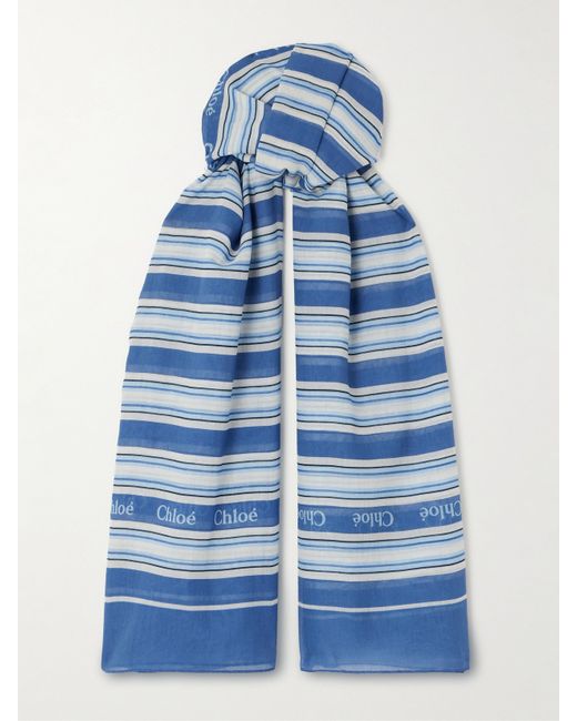 Chloé Striped Cotton And Silk-blend Voile Scarf