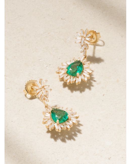 Suzanne Kalan 18-karat Emerald And Diamond Earrings