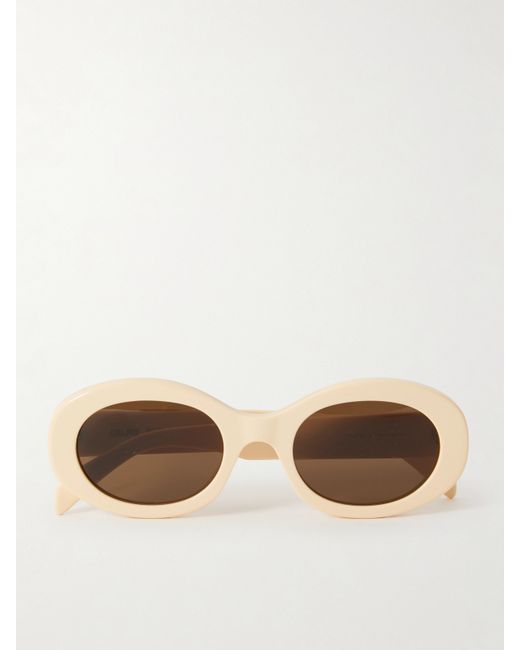 Celine Triomphe Oval-frame Acetate Sunglasses