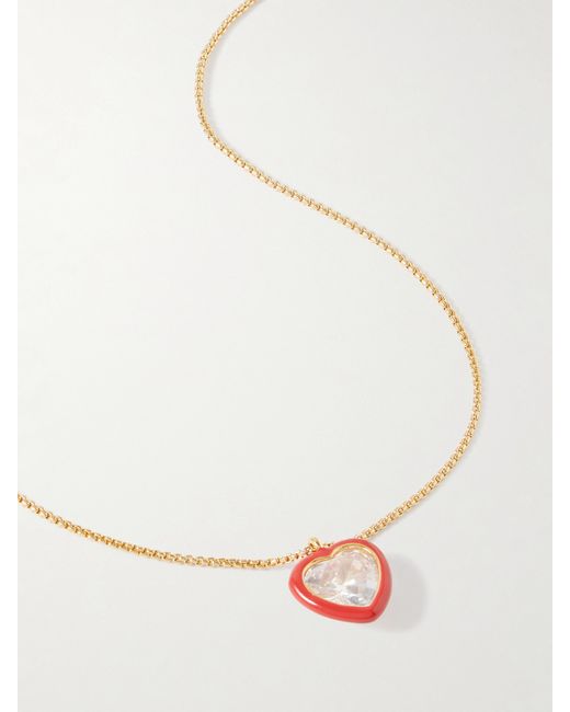 Roxanne Assoulin Hearts Desire Gold-tone Enamel And Cubic Zirconia Necklace