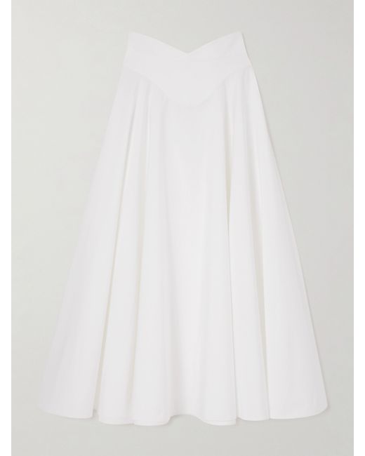 Alexander McQueen Pleated Cotton-poplin Midi Skirt