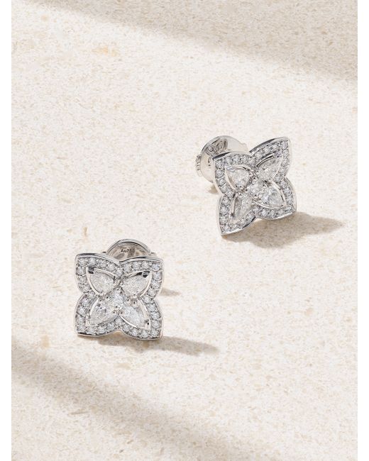 De Beers Jewellers Enchanted Lotus 18-karat White Diamond Earrings