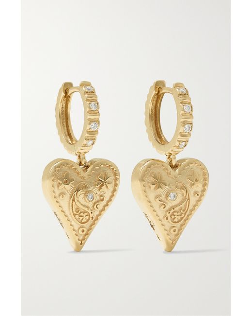 Marlo Laz Mini Southwestern 14-karat Diamond Earrings