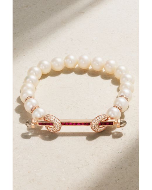 Ananya Chakra 18-karat Rose Multi-stone Bracelet