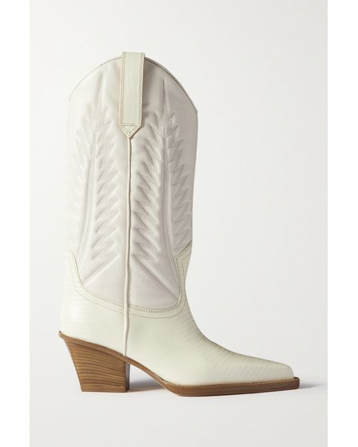 Paris Texas Rosario Embroidered Textured And Croc-effect Leather Cowboy Boots