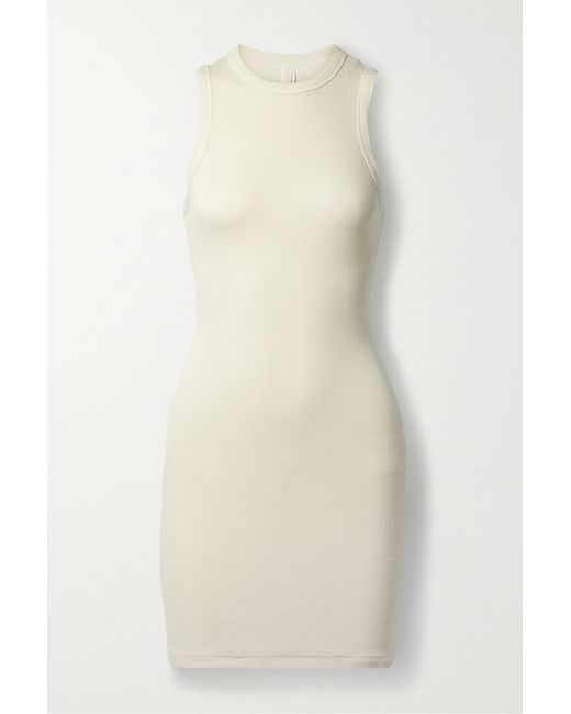 Skims Ribbed Stretch-cotton Jersey Mini Dress Bone
