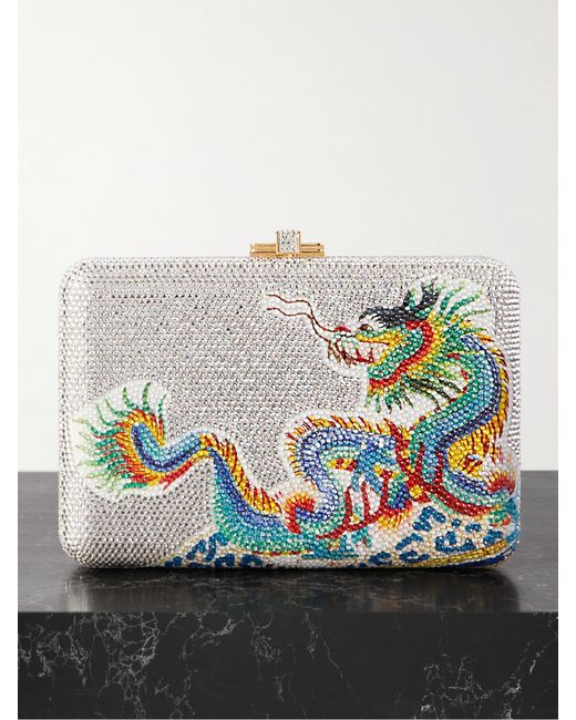 Judith Leiber Couture Dragons Fortune Crystal-embellished Gold-tone Clutch