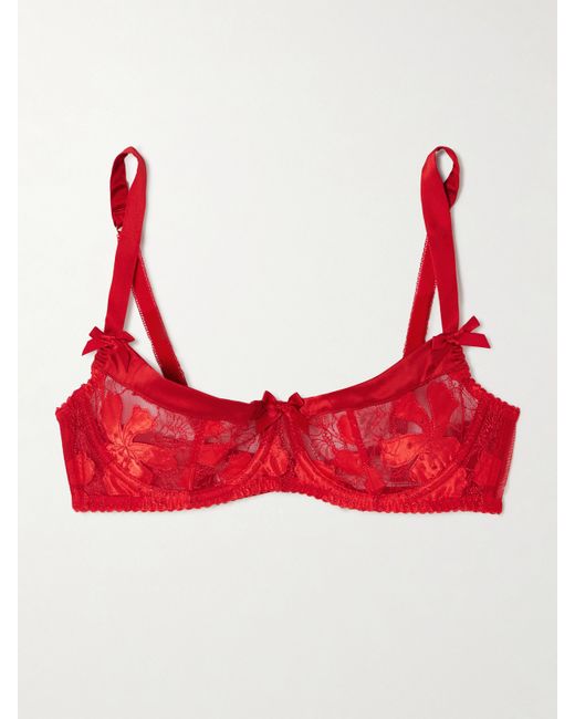 Agent Provocateur Ettah Embroidered Tulle And Satin Underwired Soft-cup Balconette Bra 32B