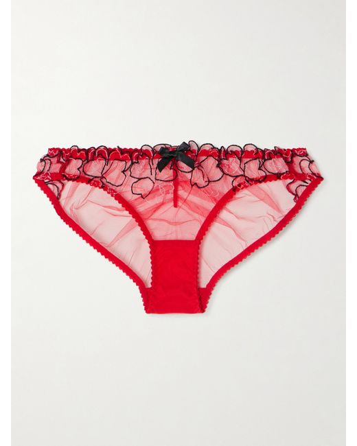 Agent Provocateur Maysie Embroidered Tulle Briefs