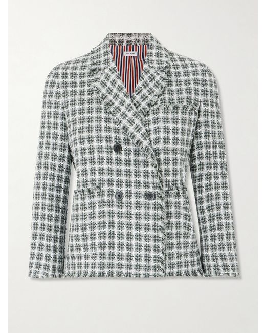 Thom Browne Double-breasted Checked Cotton-tweed Jacket