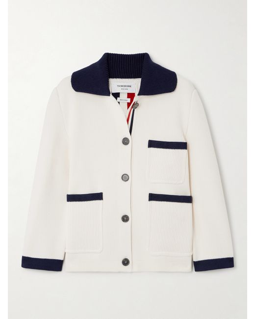 Thom Browne Striped Intarsia Cotton And Cashmere-blend Jacket