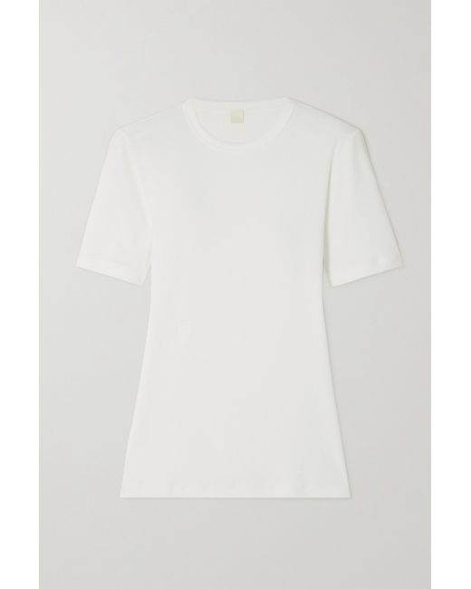 Totême Embroidered Ribbed Stretch-cotton Jersey T-shirt