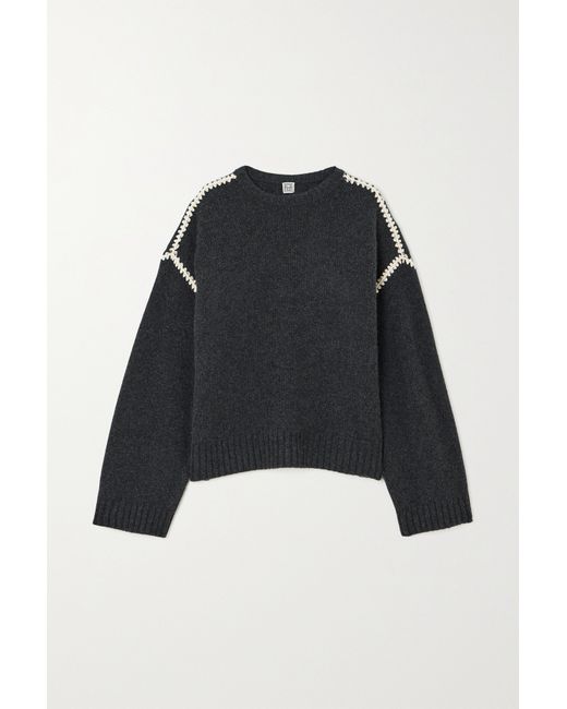 Totême Oversized Embroidered Wool And Cashmere-blend Sweater