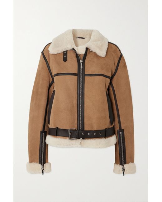 Totême Net Sustain Leather-trimmed Shearling Jacket
