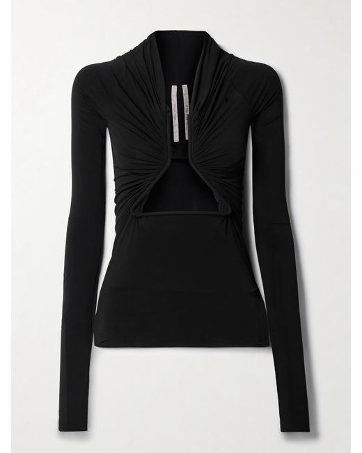 Rick Owens Cutout Ruched Stretch-jersey Top