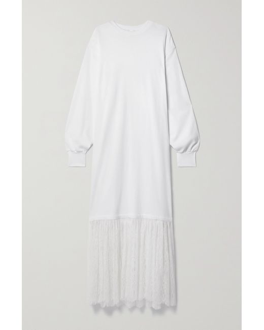 Interior The Bobby Cotton-jersey And Pleated Corded Lace Maxi Dress