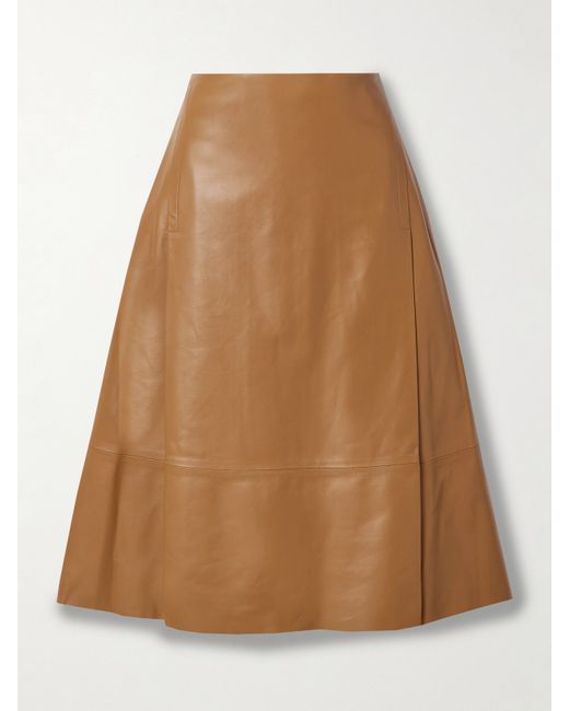 Marni Pleated Leather Midi Skirt