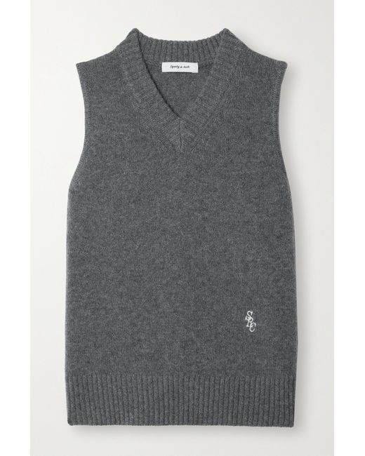 Sporty & Rich Embroidered Cashmere Vest