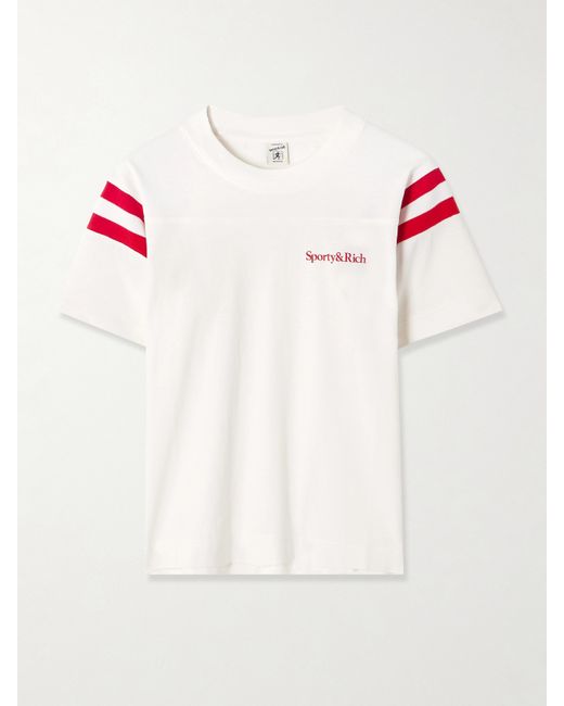 Sporty & Rich Striped Cotton-jersey T-shirt