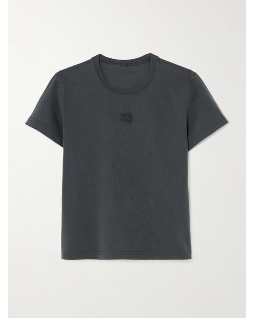 T by Alexander Wang Essential Embroidered Cotton-jersey T-shirt