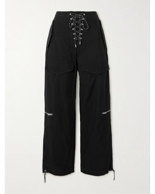Dion Lee Lace-up Organic Cotton-blend Twill Wide-leg Pants