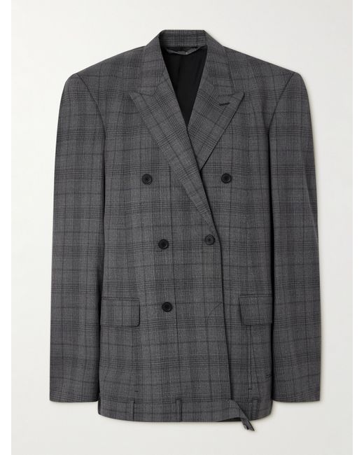 Balenciaga Oversized Double-breasted Prince Of Wales Checked Wool Blazer