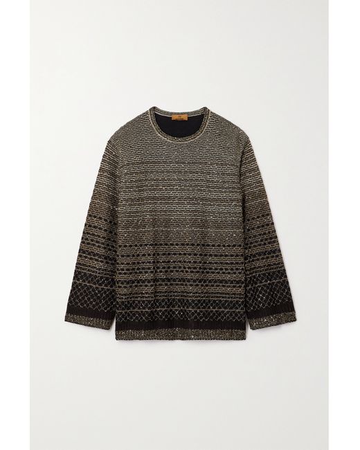 Missoni Sequined Striped Metallic Crochet-knit Sweater