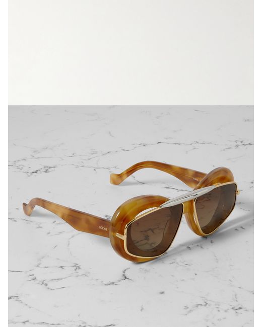 Loewe Double-frame Aviator-style Gold And Silver-tone Tortoiseshell Acetate Sunglasses