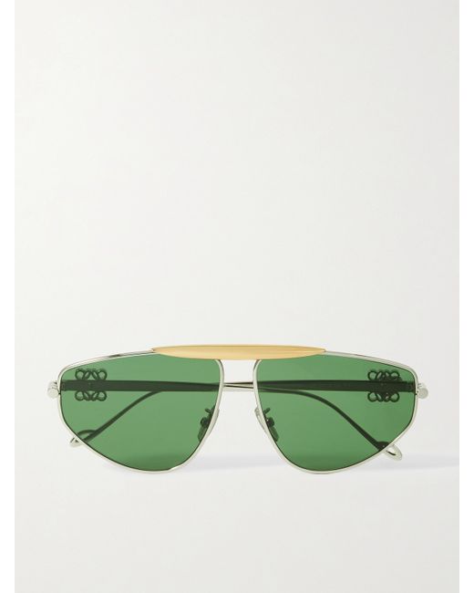 Loewe Aviator-style Silver And Gold-tone Sungalsses