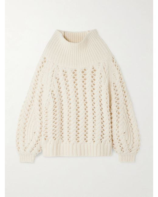 Adam Lippes Brushed Open-knit Cashmere And Silk-blend Turtleneck Sweater