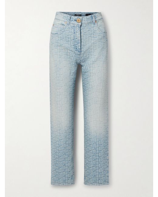 Balmain Denim-jacquard High-rise Straight-leg Jeans