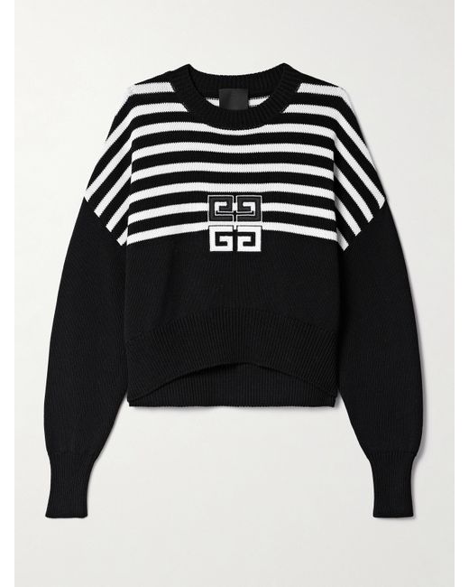 Givenchy Embroidered Striped Knitted Sweater
