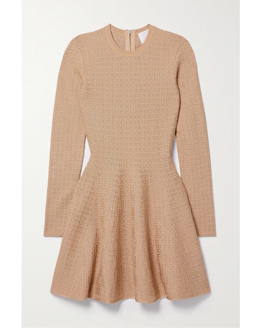Givenchy Jacquard-knit Mini Dress Tan