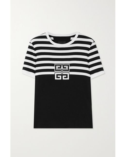 Givenchy Appliquéd Striped Cotton-jersey T-shirt