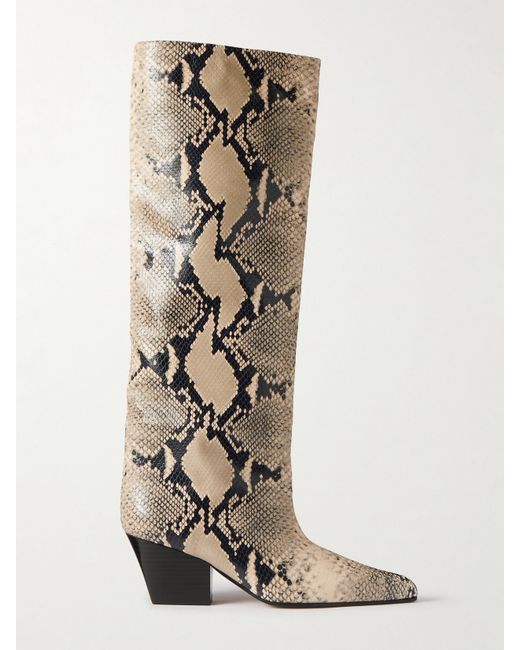 Paris Texas Jane Snake-effect Leather Knee Boots Snake print