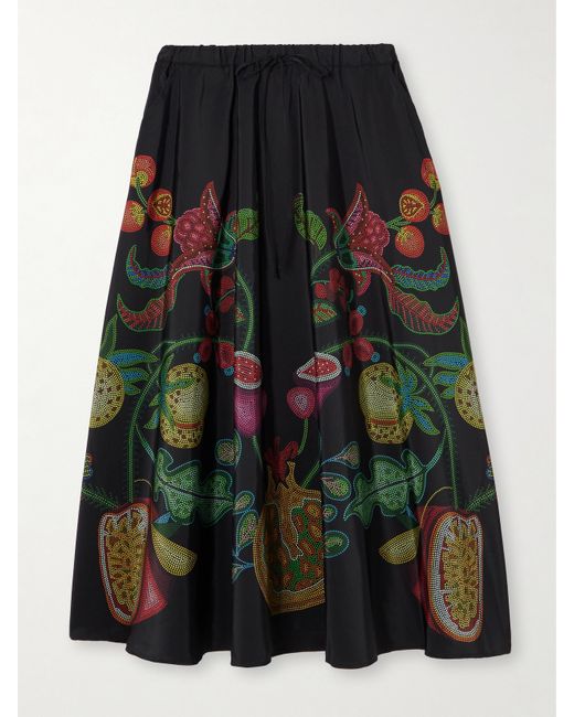 La Double J. Printed Faille Midi Skirt
