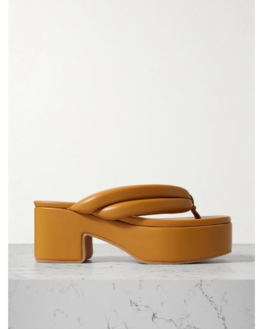 Dries Van Noten Leather Platform Sandals Tan