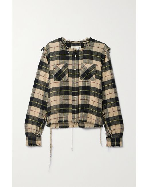 R13 Distressed Checked Cotton-flannel Shirt