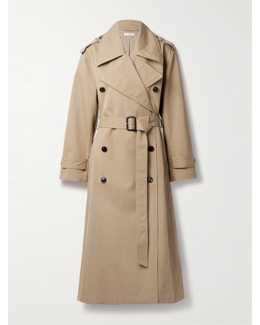 Co Belted Double-breasted Cotton-blend Twill Trench Coat Camel