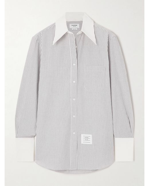 Thom Browne Striped Poplin-trimmed Cotton Seersucker Shirt