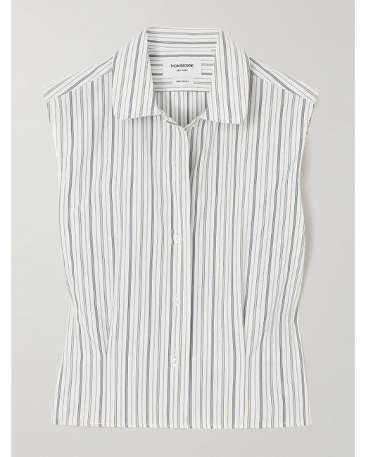 Thom Browne Cropped Striped Cotton-poplin Shirt