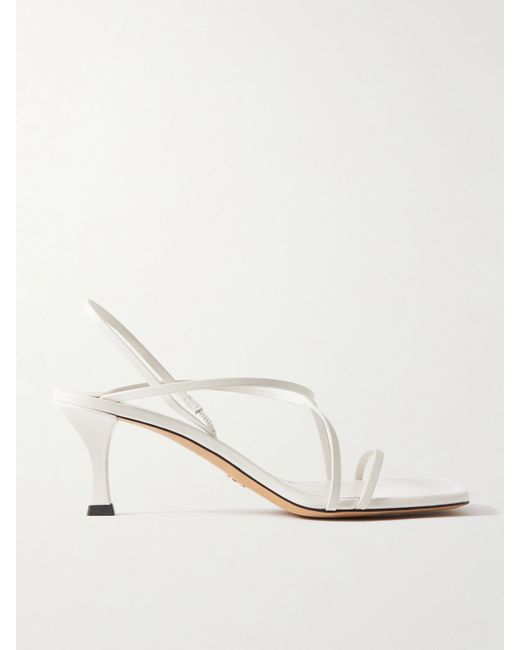 Proenza Schouler Square Strappy Leather Sandals Neutral