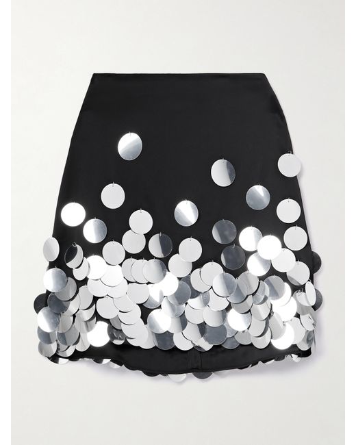 David Koma Paillette-embellished Satin Mini Skirt
