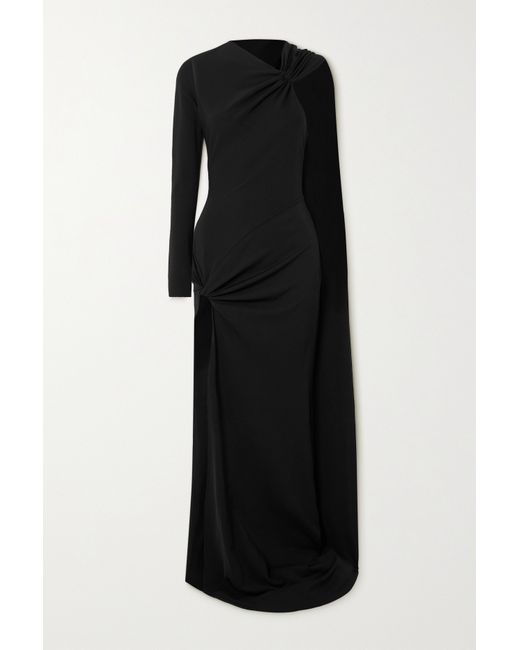 David Koma One-shoulder Asymmetric Knotted Cutout Jersey Gown