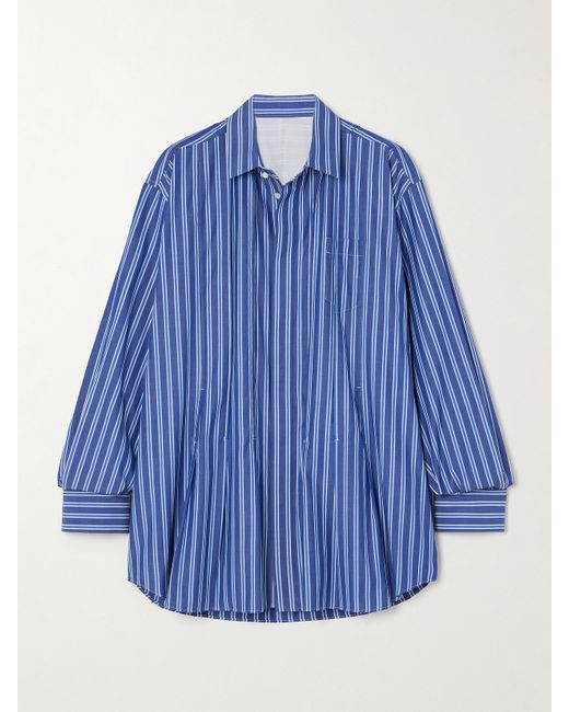 Sacai Oversized Pleated Striped Cotton-poplin Shirt